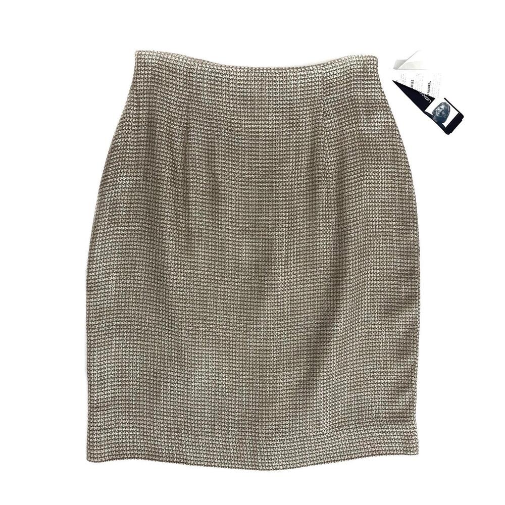 Rena Rowan Women’s Size 4 Small Brown Beige Tweed Vintage Pencil Skirt NWT - Picture 1 of 11